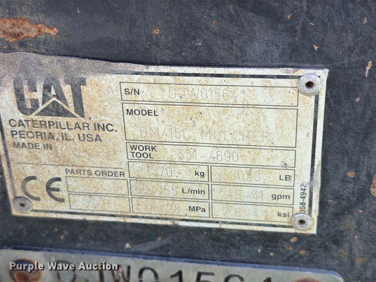 image for item DZ4853 2021 Caterpillar HM415C skid steer mulcher