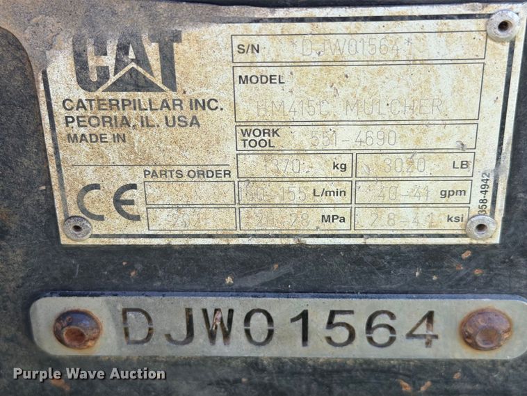 image for item DZ4853 2021 Caterpillar HM415C skid steer mulcher