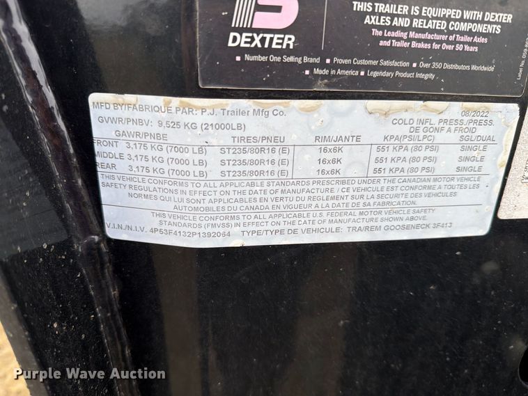 image for item EA0532 2023 PJ Trailers 3F413 equipment trailer