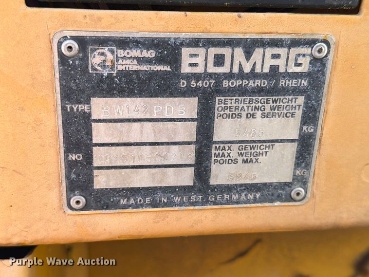 image for item EA0552 1988 Bomag BW142PDB single drum vibratory roller