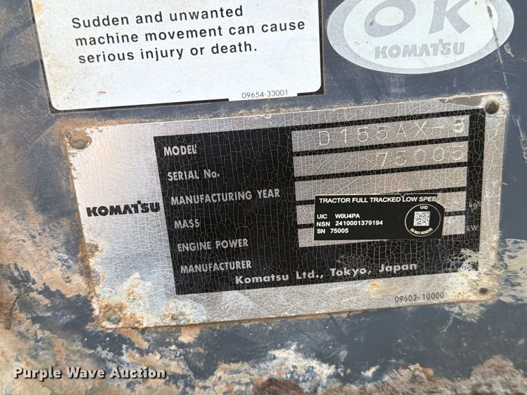 image for item EA0553 2001 Komatsu D155AX-5 dozer