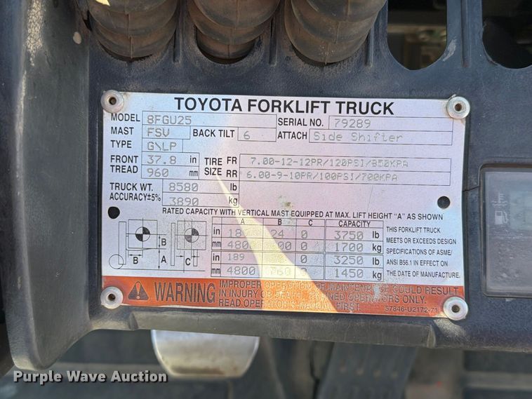 image for item EA0557 Toyota 8FGU25 forklift