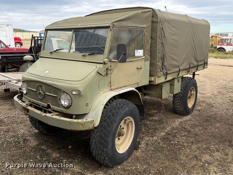 image for item EA0574 1962 Mercedes-Benz Unimog flatbed truck