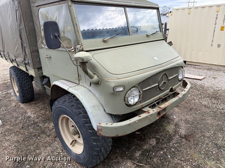image for item EA0574 1962 Mercedes-Benz Unimog flatbed truck
