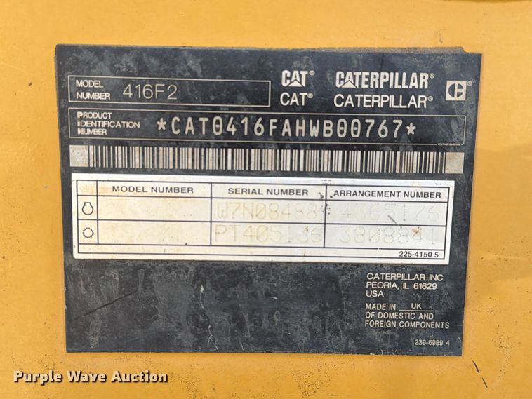 image for item EA7374 2016 Caterpillar 416F2 backhoe