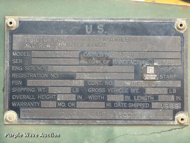image for item EA7393 1988 Case MC1150E dozer