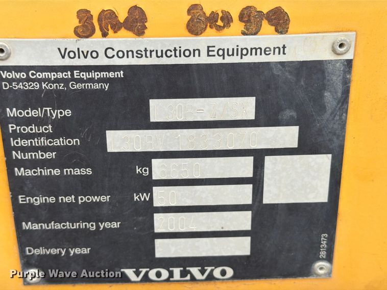 image for item EI7751 2004 Volvo L30B wheel loader