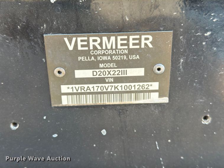 image for item EP7677 2019 Vermeer D20X22 Navigator S3 directional boring unit