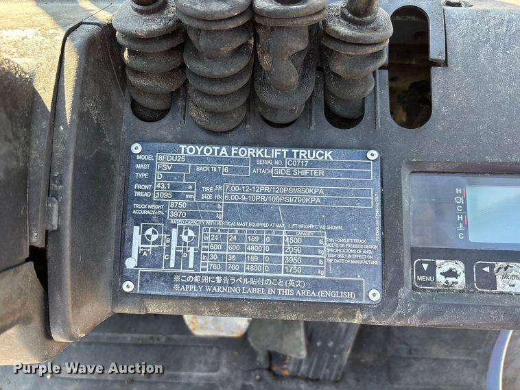 image for item ER3332 Toyota 8FDU25 forklift