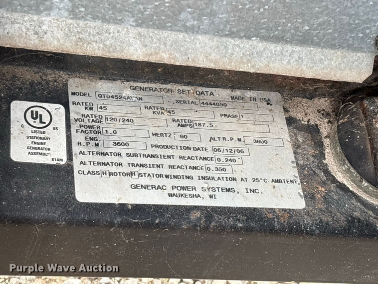 image for item ER3354 Generac QT04524AVAN generator