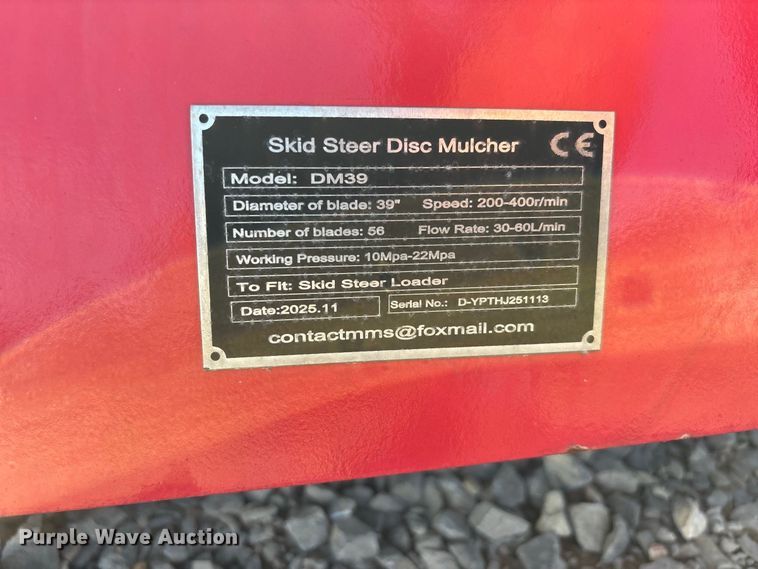 image for item ER3368 2025 GIYI DM 39 skid steer disc mulcher