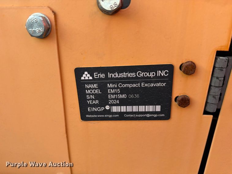 image for item EU1545 2024 Erie Industries EM15 mini excavator