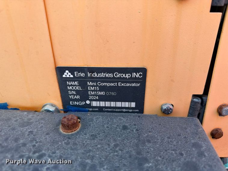 image for item EU1547 2024 Erie Industries EM15 mini excavator