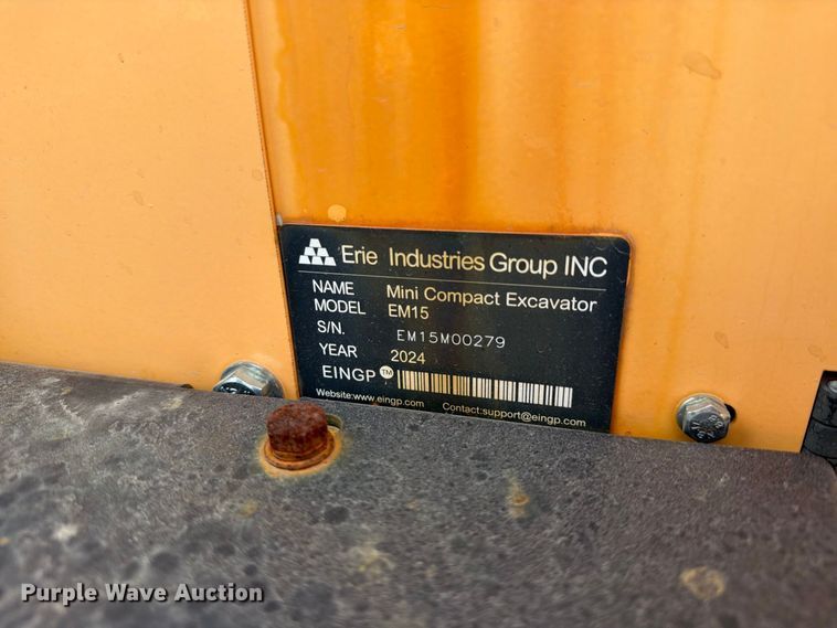 image for item EU1548 2024 Erie Industries EM15 mini excavator