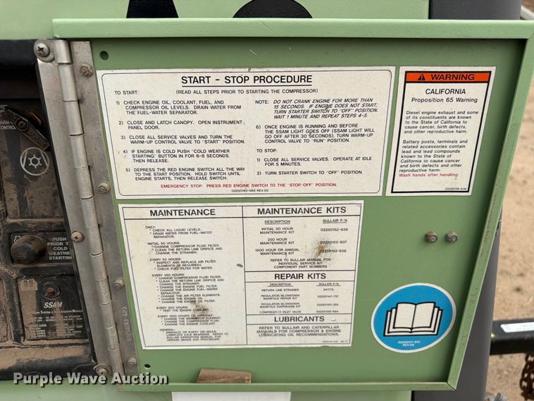 image for item EW2149 2014 Sullair 185DPQ CAi4 EPA air compressor