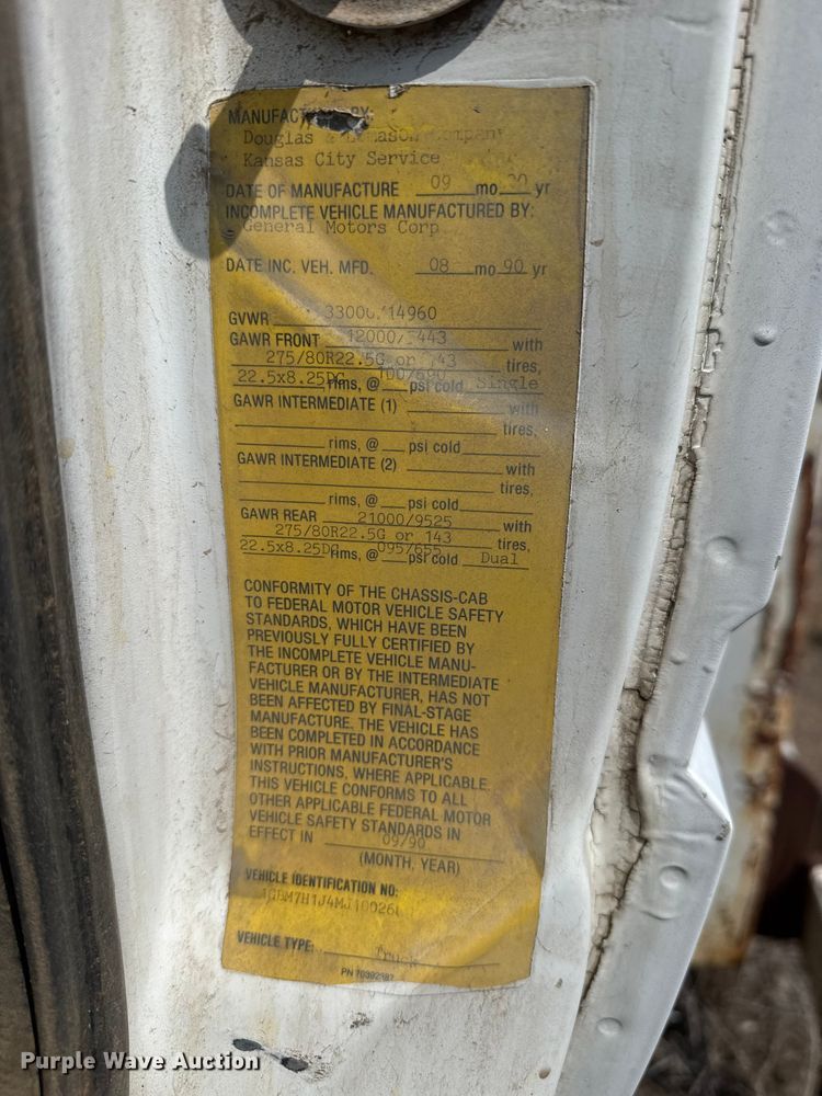 image for item EW4187 1991 Chevrolet refuse truck