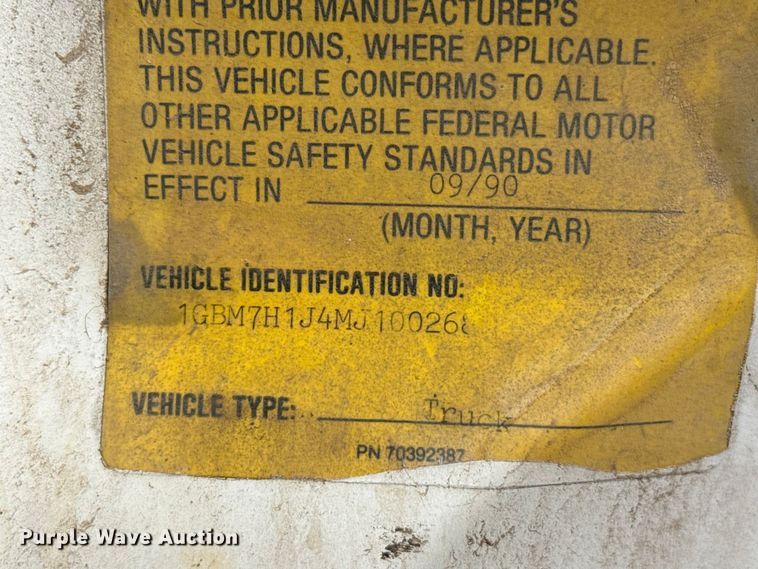 image for item EW4187 1991 Chevrolet refuse truck