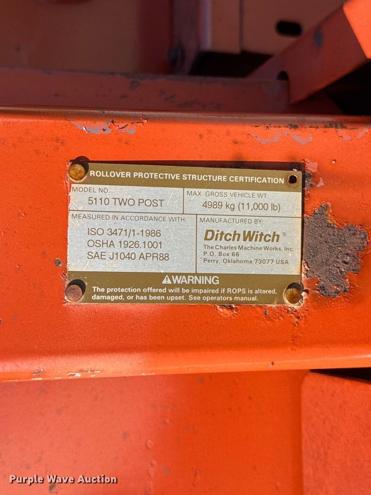 image for item EW8774 1995 Ditch Witch 5110DD trencher