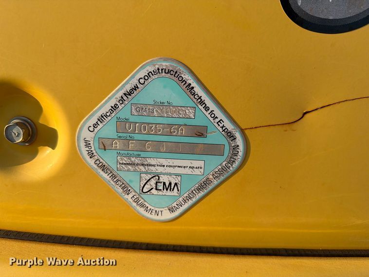 image for item EW8780 2017 Yanmar VIO35-6A mini excavator