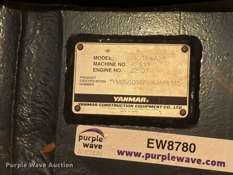 image for item EW8780 2017 Yanmar VIO35-6A mini excavator