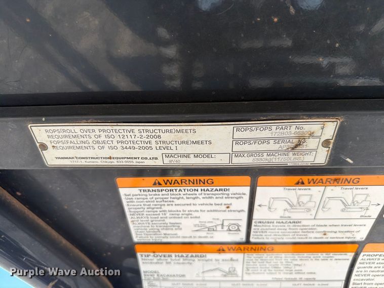 image for item EW8781 2021 Yanmar SV40 mini excavator
