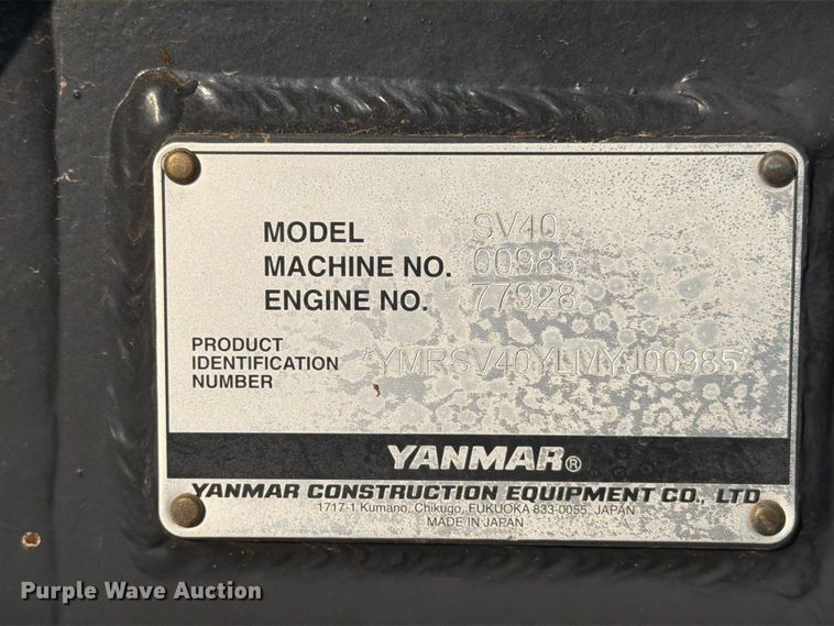 image for item EW8781 2021 Yanmar SV40 mini excavator