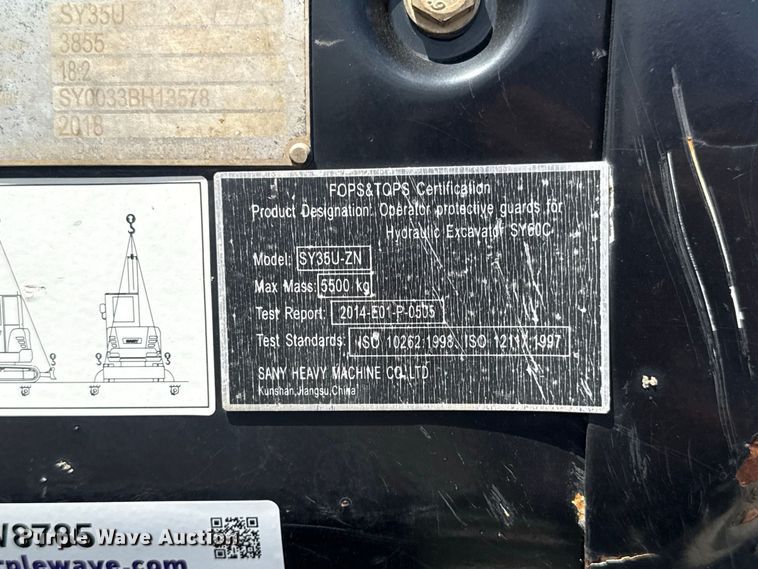 image for item EW8785 2018 Sany SY35U mini excavator