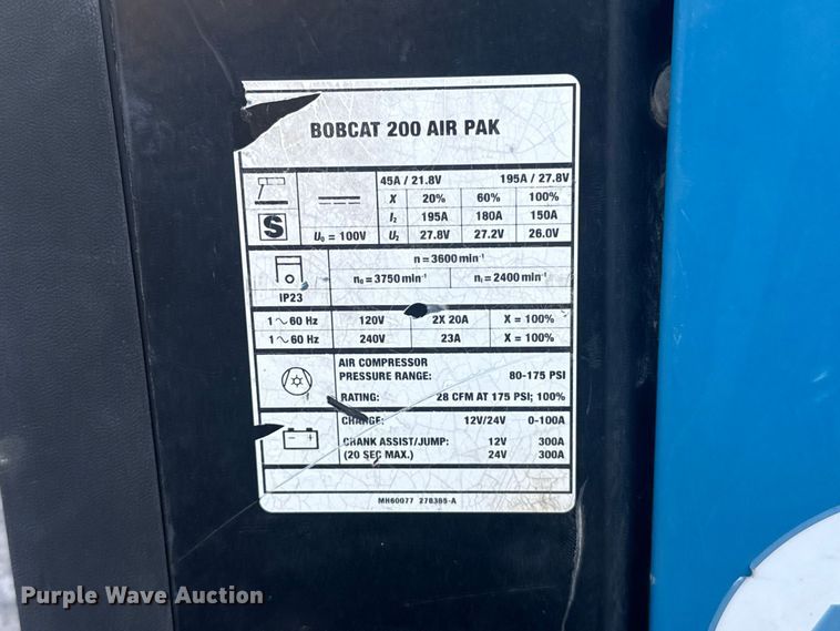 image for item EW8798 2017 Miller Bobcat 200 Air Pak welder