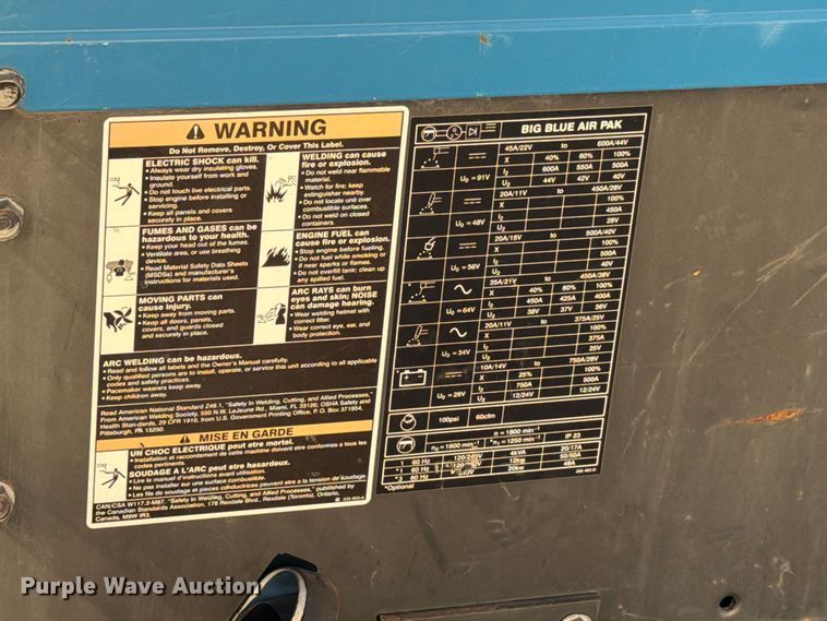 image for item EW8801 2011 Miller Big Blue Air pack welder