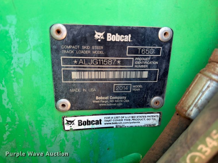 image for item EX0520 2014 Bobcat T650 tracked skid steer loader