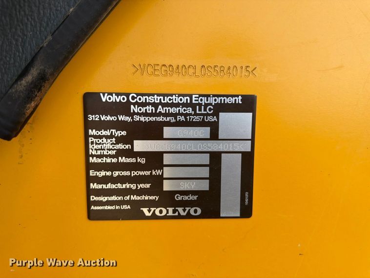 image for item EX0521 2015 Volvo G940C motor grader