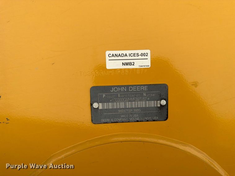 image for item EX0525 2021 John Deere 333G tracked skid steer loader