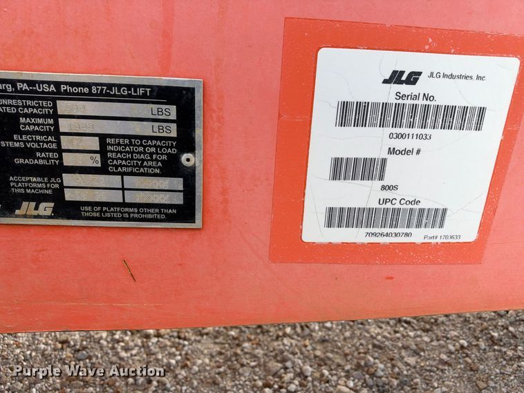image for item EX2299 2007 JLG 800S boom lift