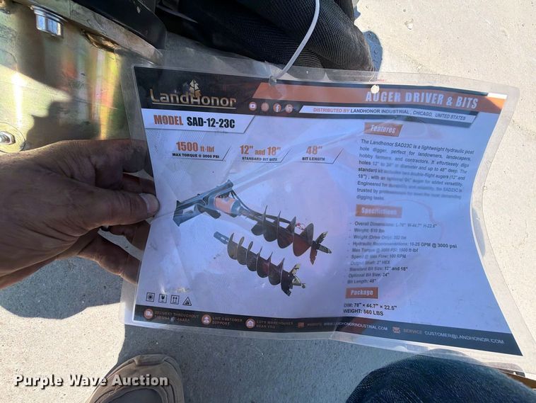 image for item EX4202 2025 LandHonor MAD-73-05C skid steer auger