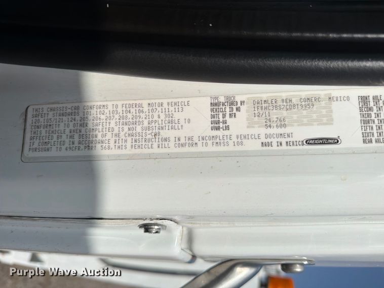 image for item FB5166 2012 Freightliner Business Class M2 Crew Cab crane truck