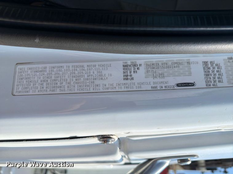 image for item FB5182 2012 Freightliner Business Class M2 Crew Cab crane truck