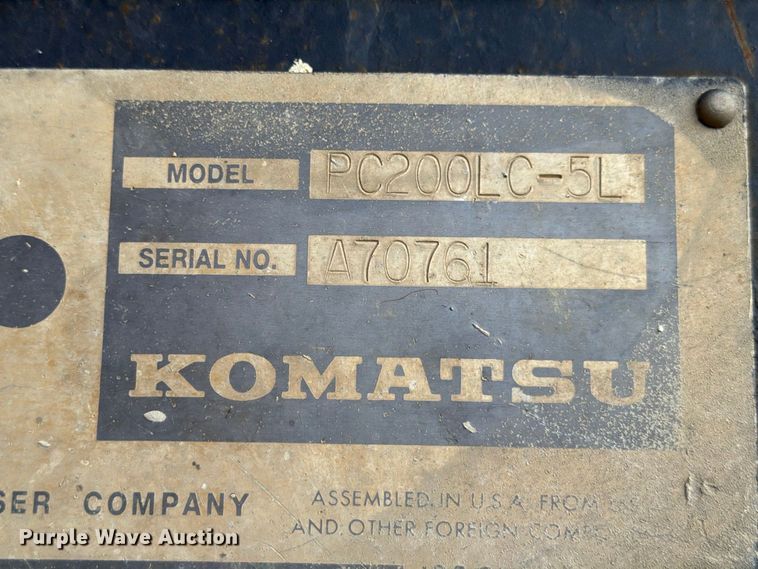 image for item FB8330 1992 Komatsu PC200LC-5L excavator