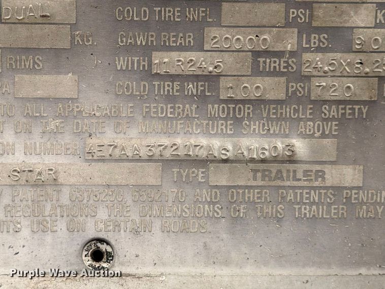 image for item FB8342 2007 Vantage S-85-Lone Star end dump trailer