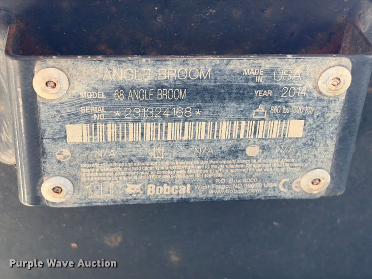 image for item FB8355 2014 Bobcat 68 angle broom skid steer broom
