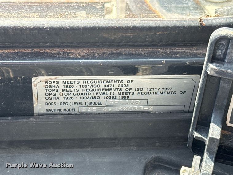 image for item FC4396 2020 Kubota U35-4 mini excavator