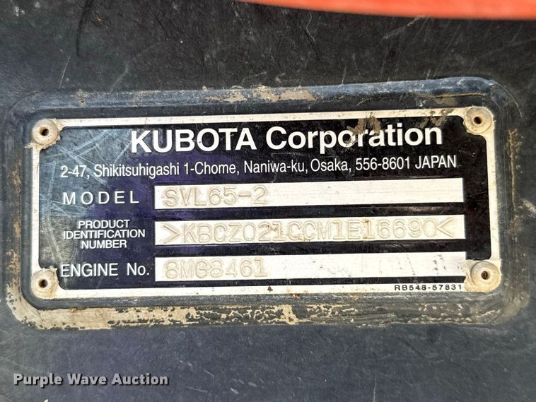 image for item FC4412 2021 Kubota SVL65-2 tracked skid steer loader