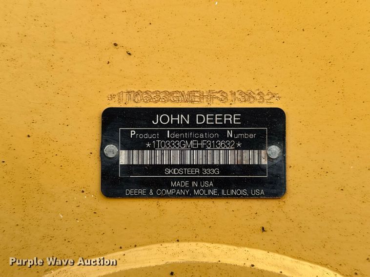 image for item FC4440 2017 John Deere 333G tracked skid steer loader