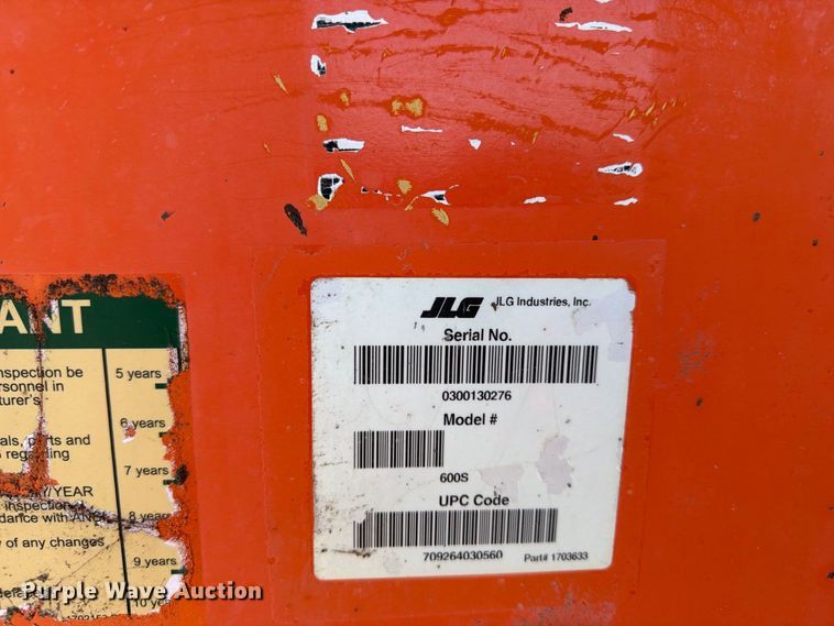 image for item FI0418 2008 JLG 600S boom lift