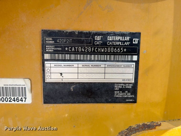 image for item FI0420 2016 Caterpillar 420F2IT backhoe