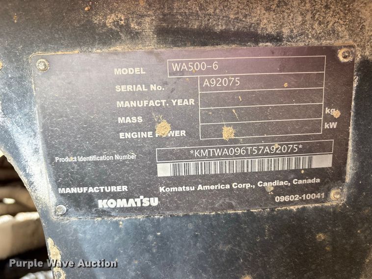 image for item FK2107 2007 Komatsu WA500-6 wheel loader
