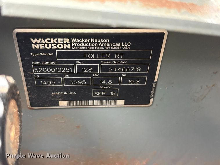 image for item FK2153 2018 Wacker Neuson Roller RT trench compactor