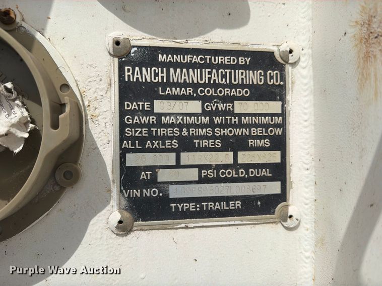image for item FK3688 2007 Ranch ED28-30QF end dump trailer