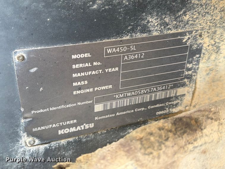 image for item FK3795 2005 Komatsu WA450 wheel loader