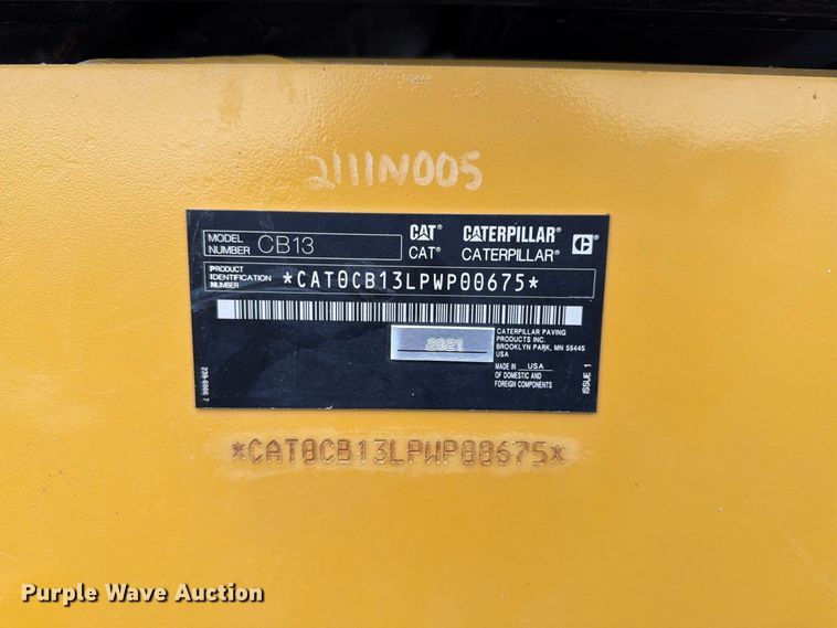 image for item FK4179 2021 Caterpillar CB13 double drum vibratory roller