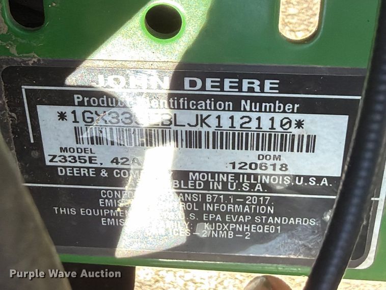 image for item FK5197 John Deere 2335E ZTR lawn mower